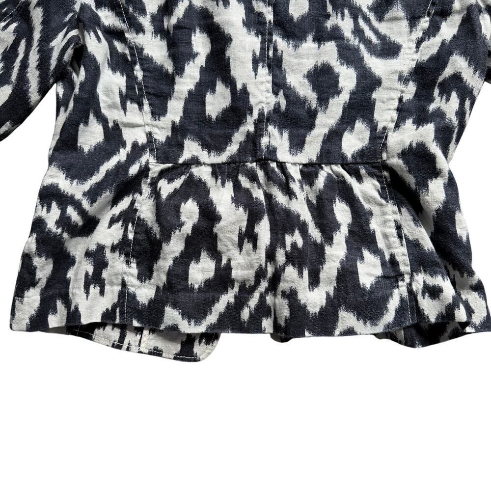 LOFT Blue White Ikat Print Blazer Size 8 Lightweight Jacket Career Casual Work - Picture 8 of 10